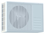 White modern external air conditioner compressor unit