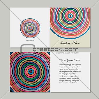 Greeting cards set, abstract circles design