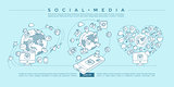 Social Media Blue Linear Illustration