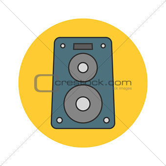 Music speaker flat line icon
