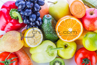 Assortment of exotic fruits and vegetables 