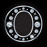 Vector O letter made with diamonds isolated on black background