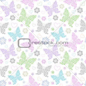 pattern with floral butterflies