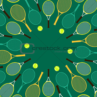 Invitation card with tennis rackets and balls