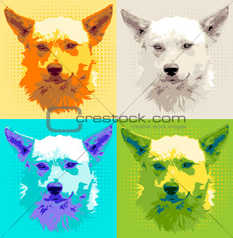 Set head dog pooch vector illustration