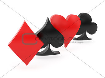 Curved cards suit icons disposed by diagonal