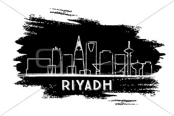 Riyadh Skyline Silhouette. Hand Drawn Sketch.