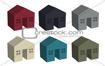 Building houses icon in 3D