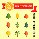 tree set nine icons with red tape