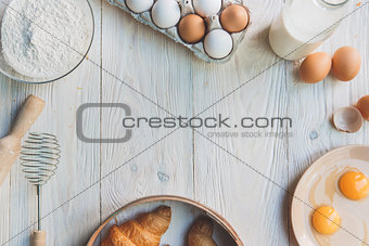 Cooking baking ingredients isolated on table