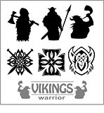 Silhouettes of the Vikings, vector set