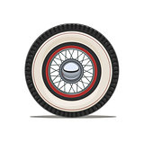 Vintage car wheel with spoke vector illustration.