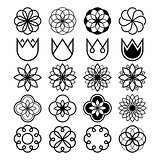 Geometric flowers, abstract flower set, tulip shape, line icons