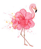 Pink floral flamingo