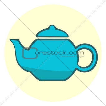 Cute blue teapot icon