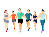 A group of runners, illustration
