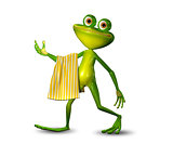 3d Illustration of a Green Frog Walking with a Towel