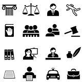 Justice, legal, law and lawyer icon set
