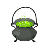 Halloween witch s cauldron with potion. Halloween icon isolated on white background