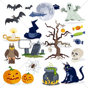 Halloween icons cartoon vector set collection