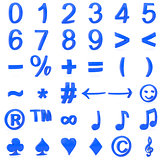 Blue curved 3D numbers and symbols