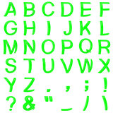 Green font from curved 3D capital letters