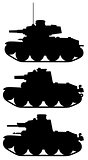 Silhouettes of vintage light tanks