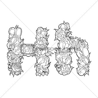 Flower alphabet. The letter H