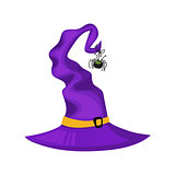 Halloween witch hat and spider. Halloween icon isolated on white background