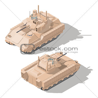 Infantry combat vehicle with dynamic protection and anti-tank guided missile system isometric icon set