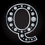 Vector Q letter made with diamonds isolated on black background