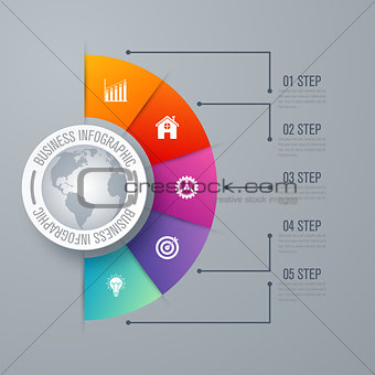 Design infographic template 5 steps