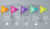 Infographic five step with 3d triangle arrow