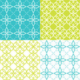 Geometric seamless pattern, Arabic ornament style, tiled design in turquoise and green color