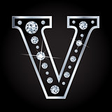 Vector shiny diamond letter isolated on black