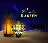 lanterns stands in the desert at night sky