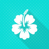 White vector hibiscus flower flat icon