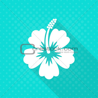 White vector hibiscus flower flat icon