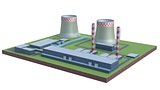 Industrial power plant building isolated 3d illustration