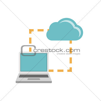 Laptop synchonization cloud icon