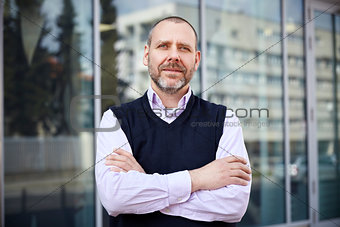Man standing in front of office
