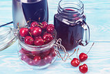 Cherry juice with glass of berries