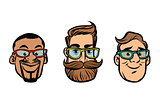 Head stylish guys, hipsters, multi-ethnic group