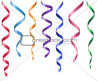 Set of Decorative serpentines, colorful ribbons
