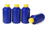 Row of Blue Plastic Bottles