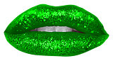 Green Lips with Glitter