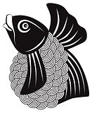 Koi Fish Black and White Illustration