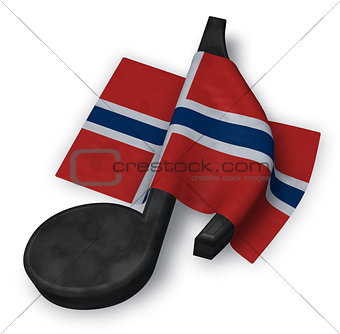 music note symbol and flag of norway - 3d rendering