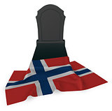 gravestone and flag of norway - 3d rendering