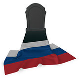gravestone and flag of russia - 3d rendering